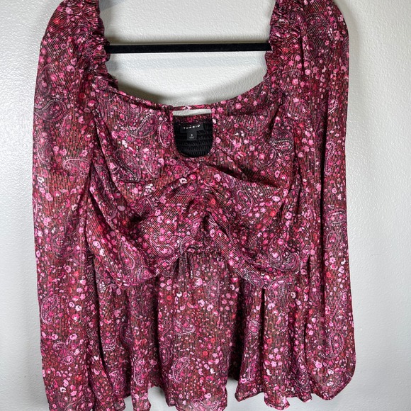 torrid Tops - Torrid Women's Peplum Shirred Keyhole Smocked Blouse Sz 3X  Burgundy Paisley
